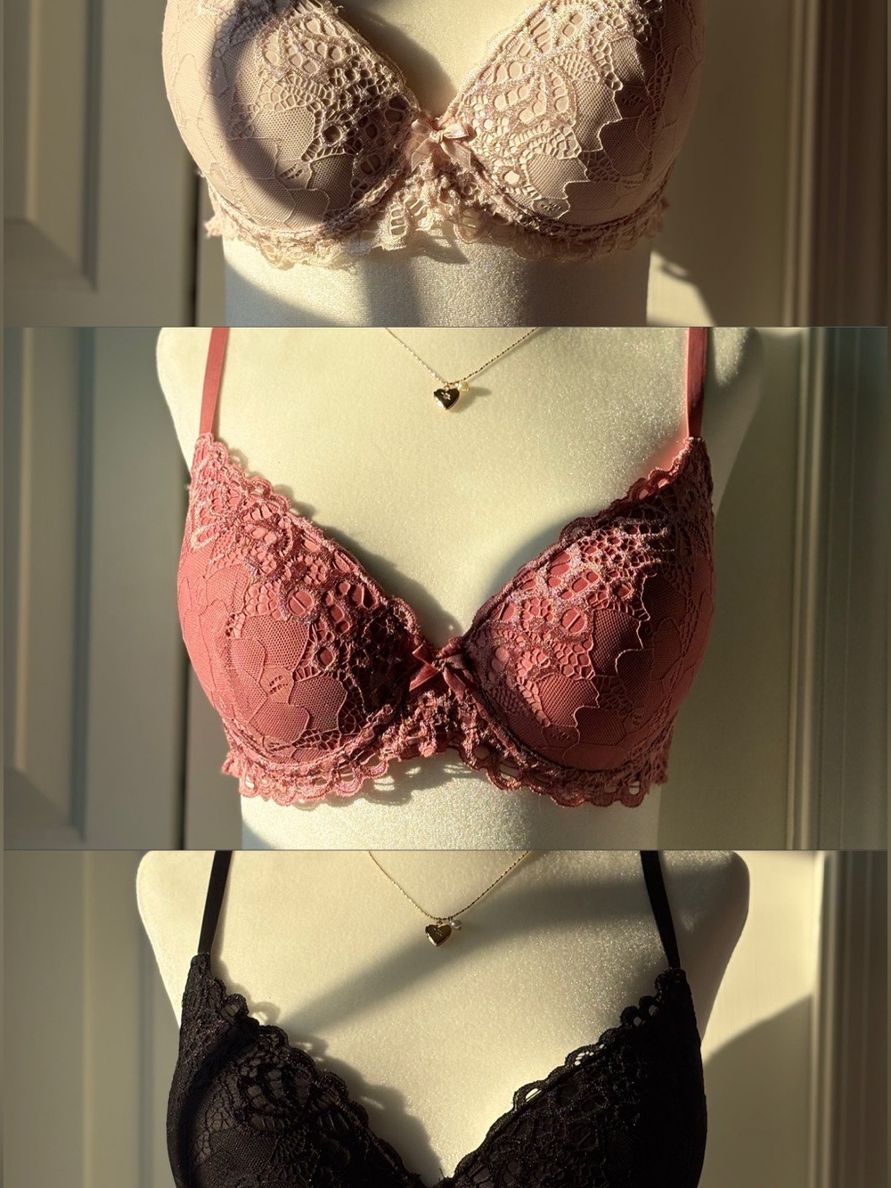 3 Pack of Marilyn Monroe Lace Push Bras